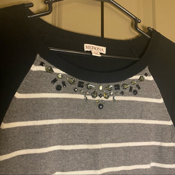 Merona Striped and Jeweled Sweater - Picture 3 of 5